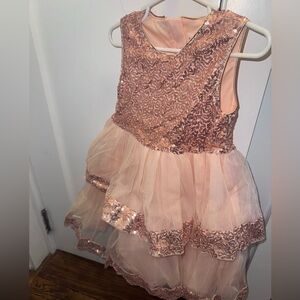 SHEIN Glittering Pink Sequin Kids Dance Dress